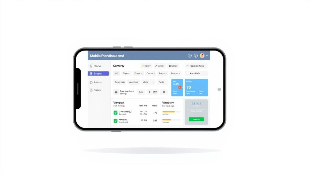 A modern, minimalist illustration of a mobile device screen showcasing a mobile-friendliness test dashboard. The screen displays a responsive web design interface with intuitive controls and clear metrics for assessing mobile optimization, such as page load speed, viewport settings, and accessibility features. The dashboard is presented against a clean, light-colored background, creating a sleek, professional atmosphere. Subtle shadows and lighting effects add depth and visual interest, while the overall composition conveys a sense of streamlined efficiency and technological prowess. A modern, minimalist illustration of a mobile device screen showcasing a mobile-friendliness test dashboard. The screen displays a responsive web design interface with intuitive controls and clear metrics for assessing mobile optimization, such as page load speed, viewport settings, and accessibility features. The dashboard is presented against a clean, light-colored background, creating a sleek, professional atmosphere. Subtle shadows and lighting effects add depth and visual interest, while the overall composition conveys a sense of streamlined efficiency and technological prowess.