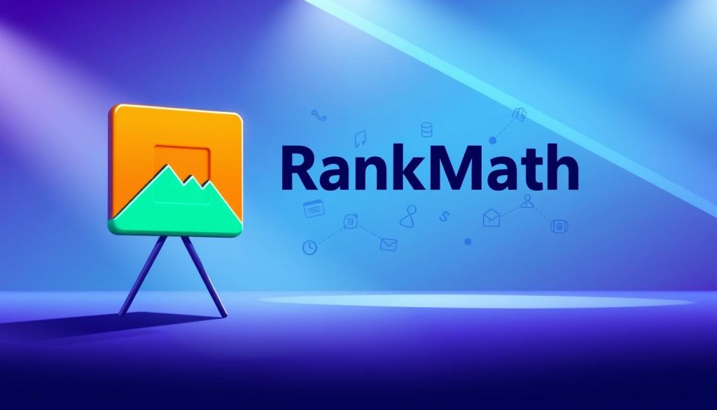 A stunning digital illustration of the Rank Math SEO Plugin, showcasing its powerful features against a sleek, modern backdrop. In the foreground, the Rank Math logo stands prominently, its bold typography and vibrant colors commanding attention. In the middle ground, a collection of SEO-related icons and graphical elements subtly surround the logo, hinting at the plugin's comprehensive suite of tools. The background features a minimalist, gradient-based design in shades of blue and purple, creating a sophisticated and tech-savvy atmosphere. Lighting is soft and diffused, lending a sense of depth and dimension to the overall composition. The image conveys the plugin's status as a feature-rich, high-performance SEO powerhouse, perfectly suited for the article's subject and section title.
